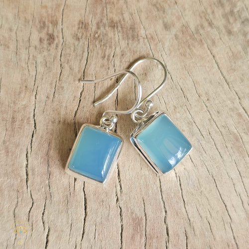 Aqua Chalcedony Earrings | Energetic Healing