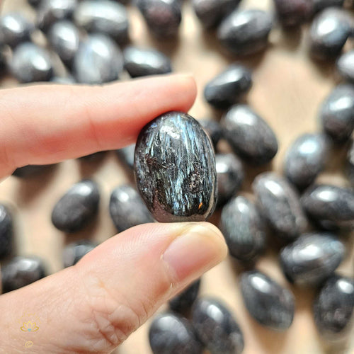 Arfvedsonite with Garnet Tumbled Stones