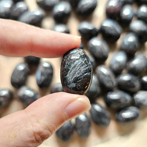 Arfvedsonite with Garnet Tumbled Stones