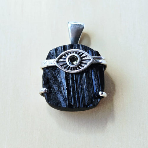 Authentic Moldavite & Black Tourmaline Pendant | Cosmic Catalyst