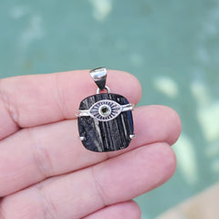 Authentic Moldavite & Black Tourmaline Pendant | Cosmic Catalyst