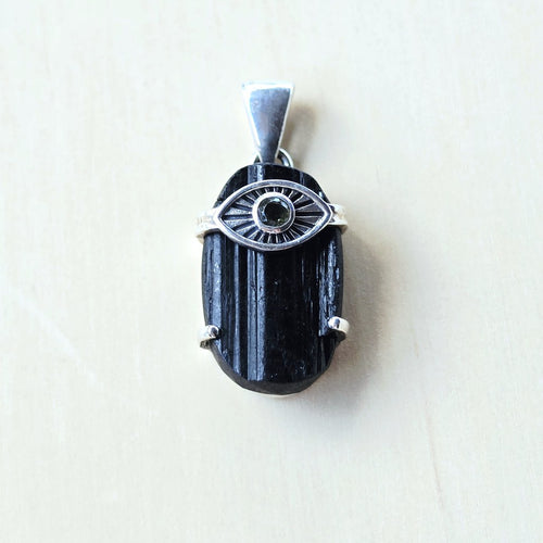 Authentic Moldavite & Black Tourmaline Pendant | The Power Pair