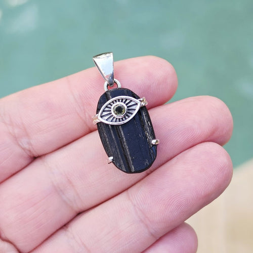 Authentic Moldavite & Black Tourmaline Pendant | The Power Pair