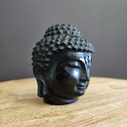 Black Obsidian Buddha Head