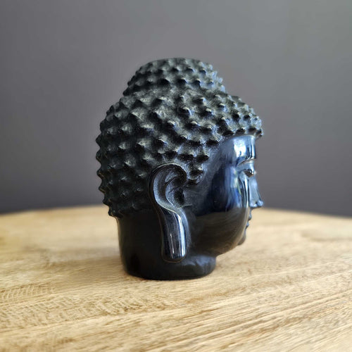 Black Obsidian Buddha Head