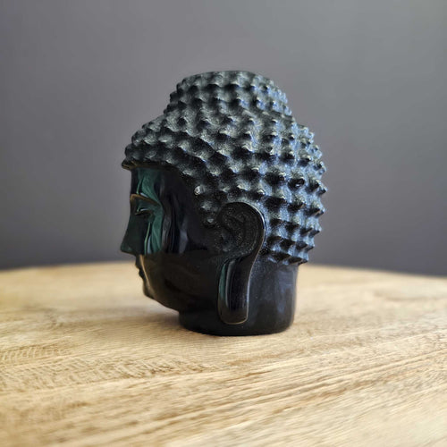 Black Obsidian Buddha Head