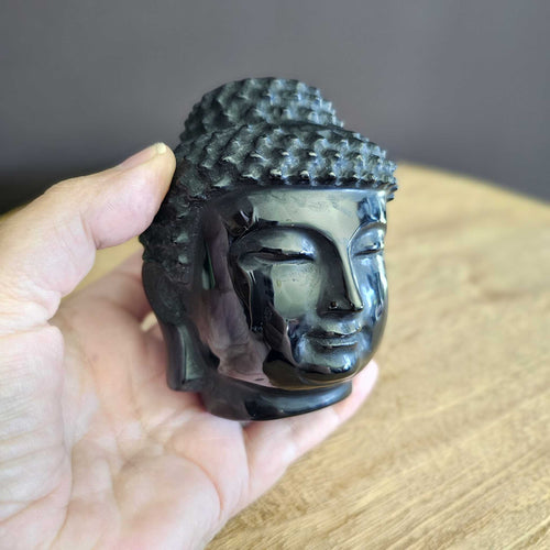 Black Obsidian Buddha Head