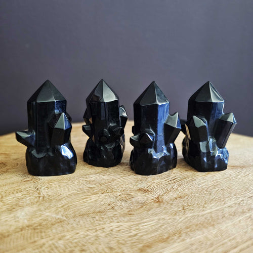 Black Obsidian Carved Cluster