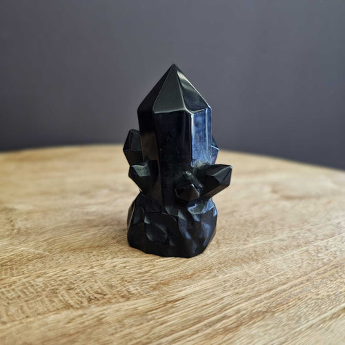 Black Obsidian Carved Cluster