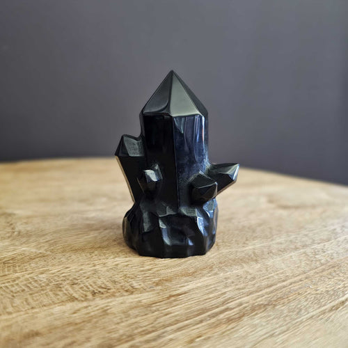 Black Obsidian Carved Cluster