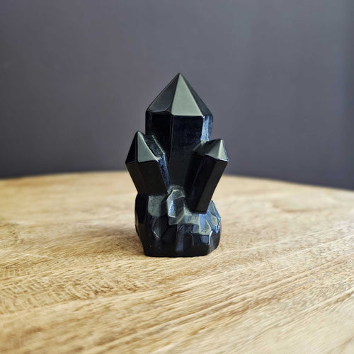 Black Obsidian Carved Cluster