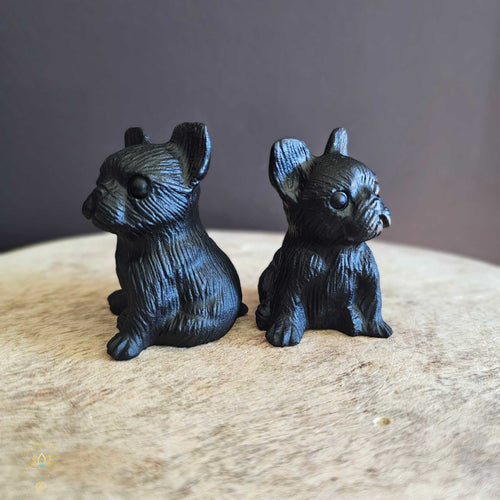 Black Obsidian Hand Carved Dogs