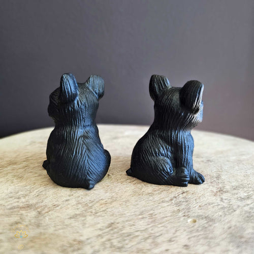 Black Obsidian Hand Carved Dogs