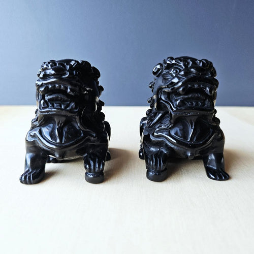 Black Obsidian Foo Dog Pair| The Silent Guardians