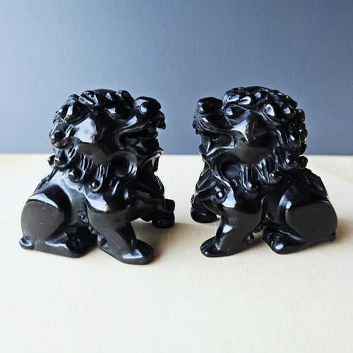 Black Obsidian Foo Dog Pair| The Silent Guardians
