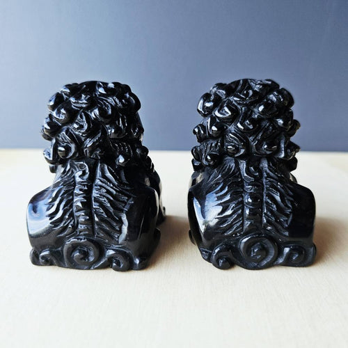 Black Obsidian Foo Dog Pair| The Silent Guardians