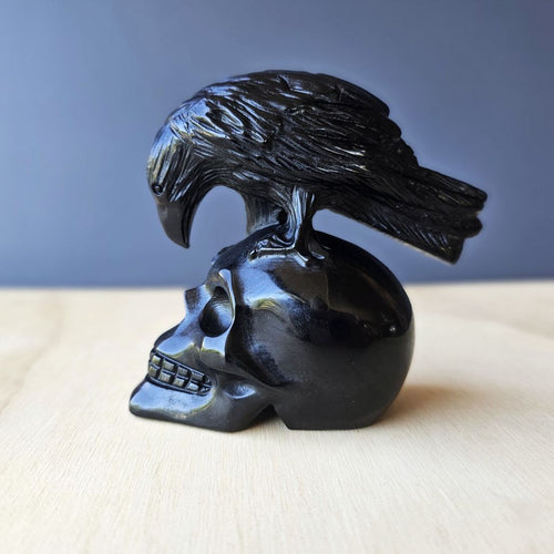 Black Obsidian Raven Skull | Raven Keeper