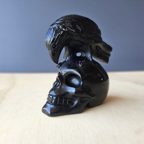 Black Obsidian Raven Skull | Raven Keeper