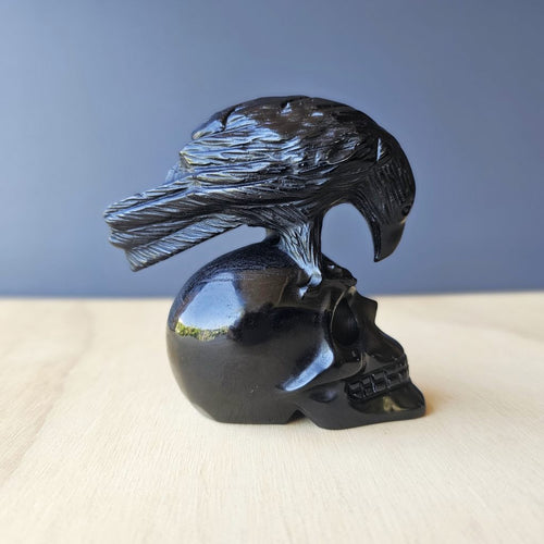 Black Obsidian Raven Skull | Raven Keeper