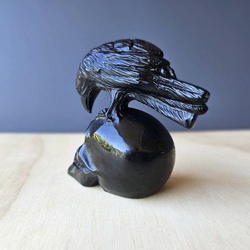 Black Obsidian Raven Skull | Raven Keeper