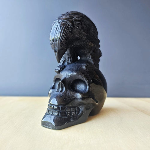 Black Obsidian Raven Skull | The Raven Custodian