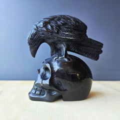 Black Obsidian Raven Skull | The Raven Custodian