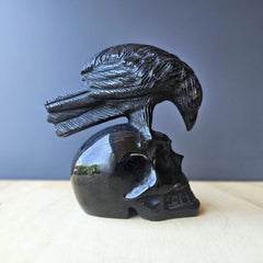 Black Obsidian Raven Skull | The Raven Custodian
