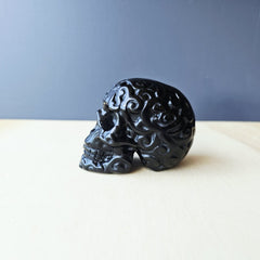 Black Obsidian Skulls | The Ancestral Etched Guardian