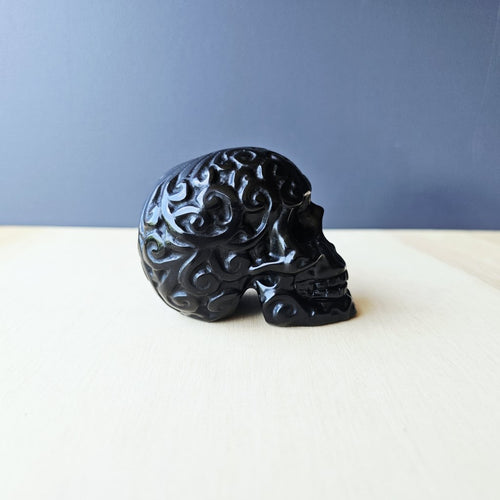 Black Obsidian Skulls | The Ancestral Etched Guardian