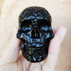 Black Obsidian Skulls | The Ancestral Etched Guardian