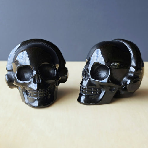 Black Obsidian Skulls With Headphones | Dead To The Noise