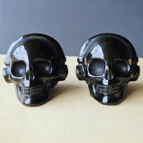 Black Obsidian Skulls With Headphones | Dead To The Noise