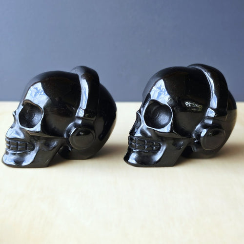 Black Obsidian Skulls With Headphones | Dead To The Noise