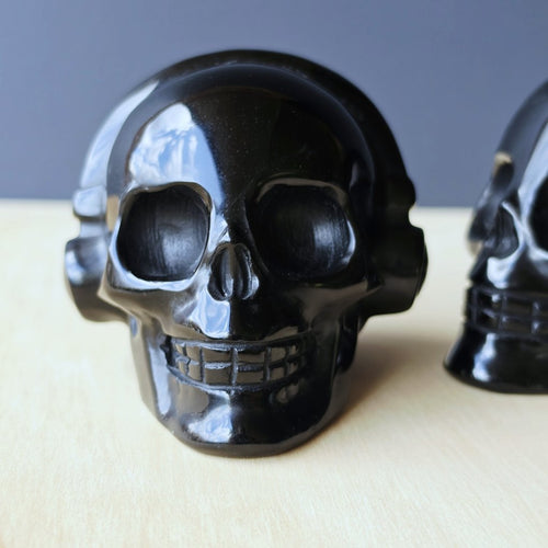 Black Obsidian Skulls With Headphones | Dead To The Noise
