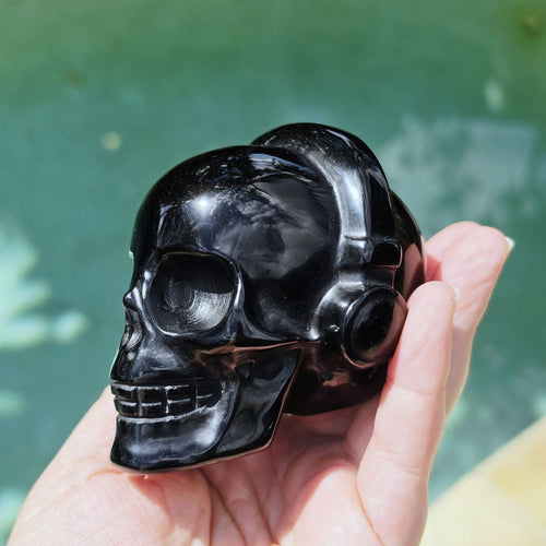 Black Obsidian Skulls With Headphones | Dead To The Noise