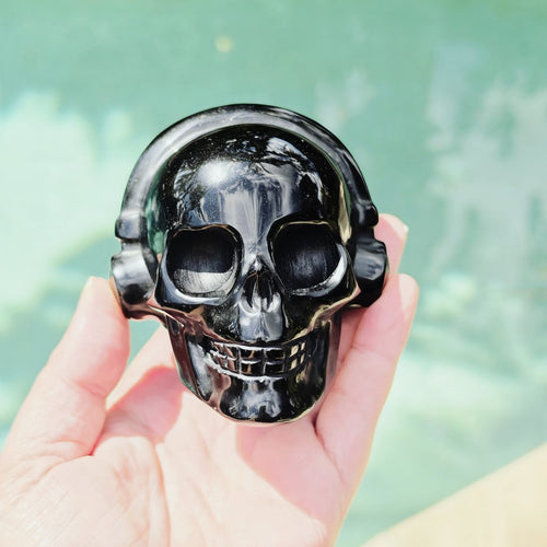 Black Obsidian Skulls With Headphones | Dead To The Noise