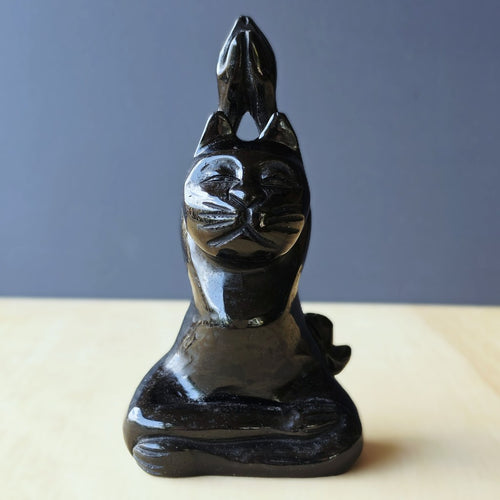 Black Obsidian Yoga Cat | Zen Kitty