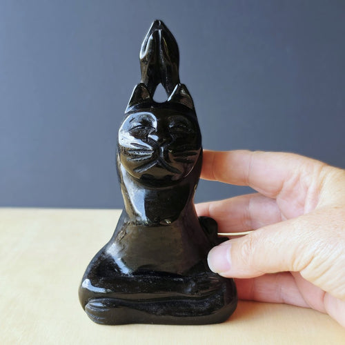Black Obsidian Yoga Cat | Zen Kitty