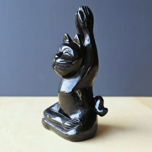 Black Obsidian Yoga Cat | Zen Kitty