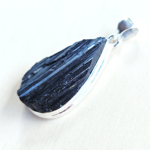 Black Raw Tourmaline Pendant | Ancient Guardian