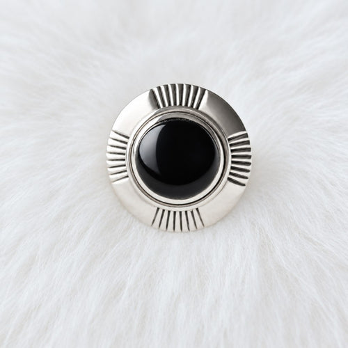 Sterling Silver Black Onyx Unisex Ring