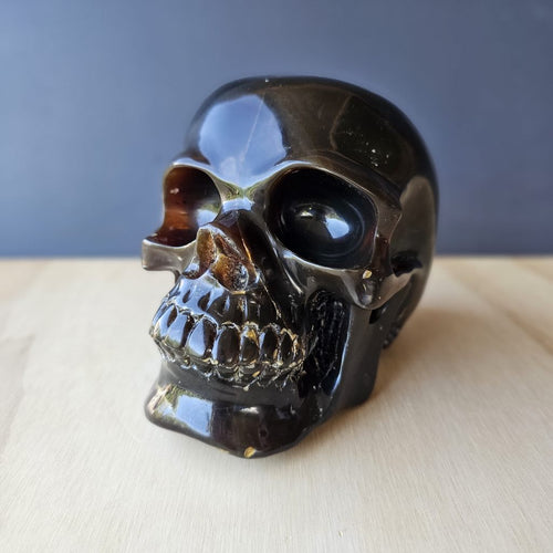 Blue Amber Skull Carving | The Keeper Of Memories