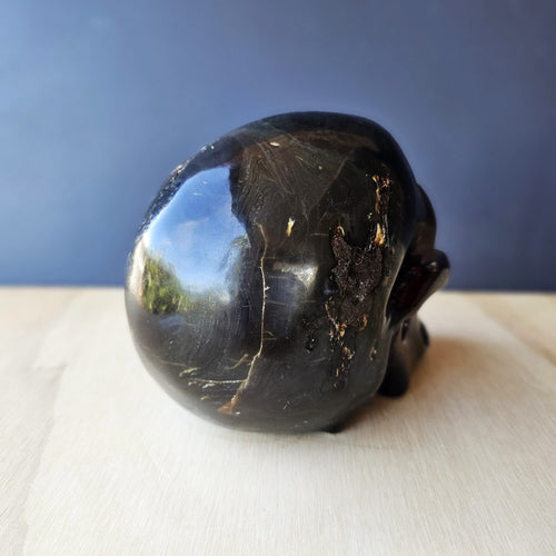 Blue Amber Skull Carving | The Keeper Of Memories