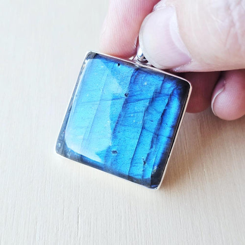 Blue Fire Labradorite Pendant | Celestial Spark