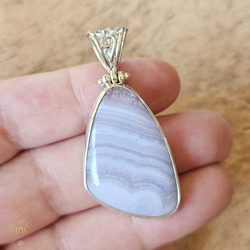 Blue Lace Agate Pendant |  Unwind