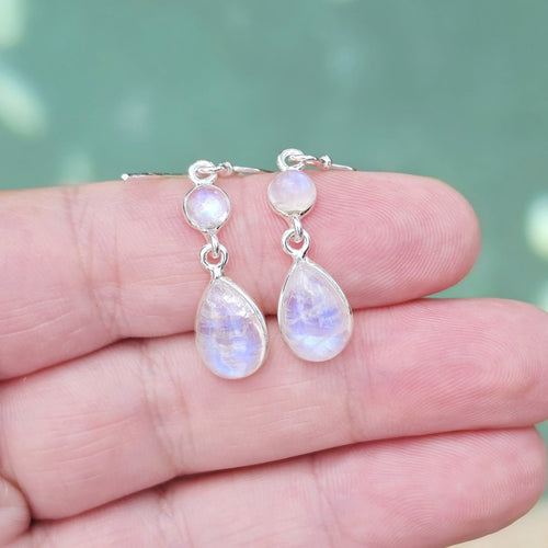 Blue Moonstone Earrings | Celestial Glow