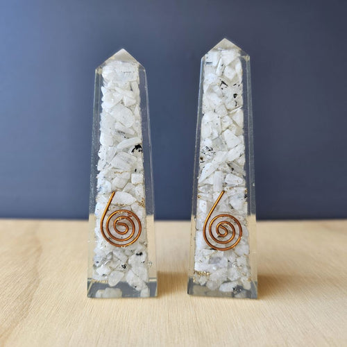 Blue Moonstone Orgonite Obelisk | Blue Moon Harmoniser
