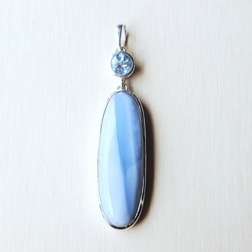 Blue Owyhee Opal & Faceted Topaz Pendant | Inner Peace