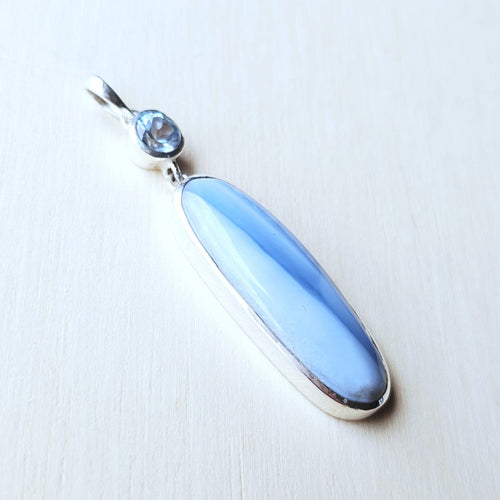 Blue Owyhee Opal & Faceted Topaz Pendant | Inner Peace