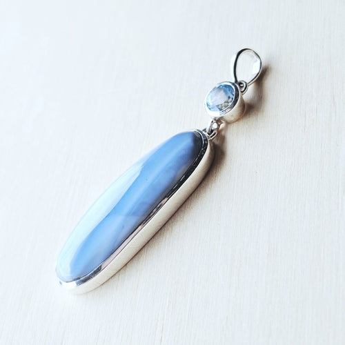 Blue Owyhee Opal & Faceted Topaz Pendant | Inner Peace